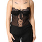 Black Silk Floral Lace Chemise Lingerie Top