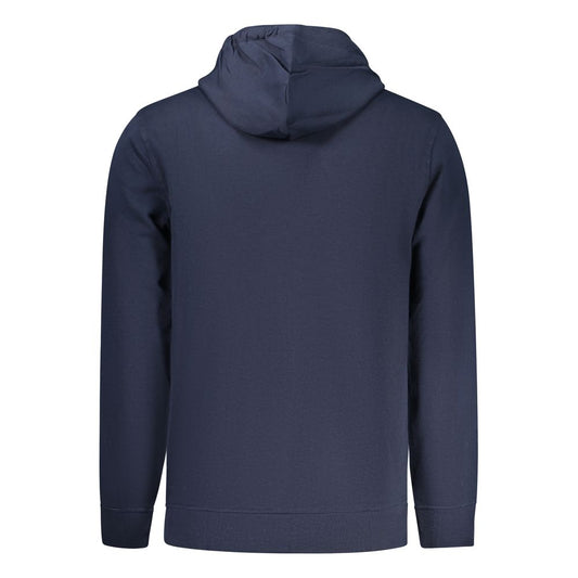 Blue Cotton Men Hoodie