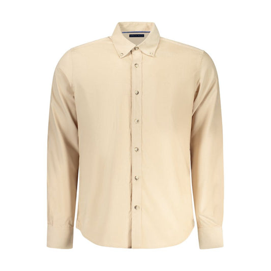 Beige Cotton Men Shirt