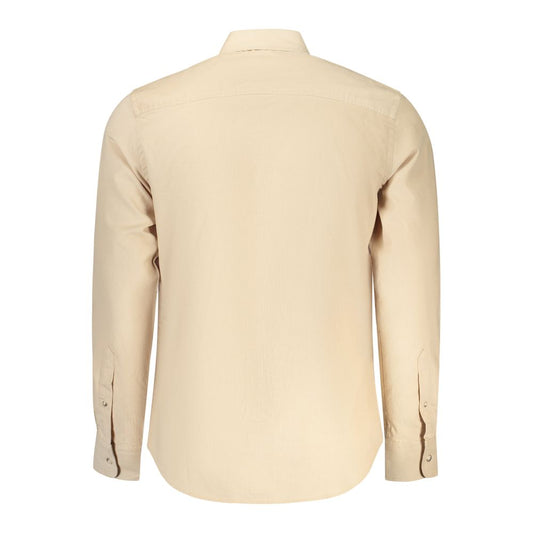 Beige Cotton Men Shirt