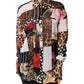 Multicolor Patchwork Silk CollaredBlouse Top