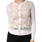 Cream Lace Knit Rose Button Cardigan Sweater