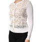 Cream Lace Knit Rose Button Cardigan Sweater