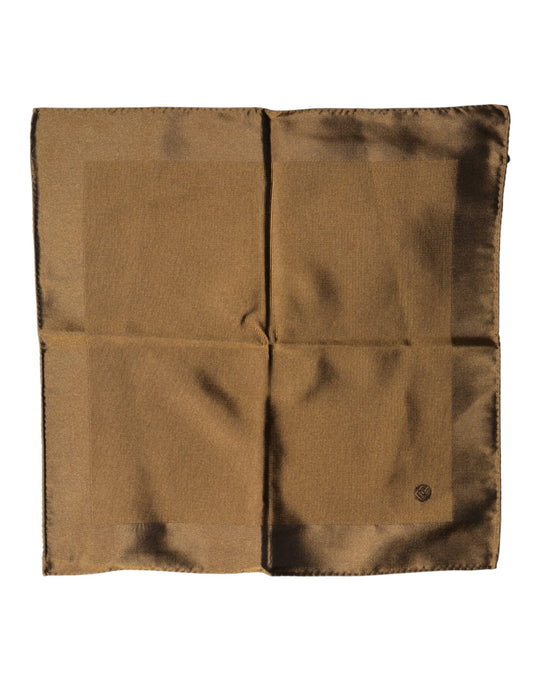 Brown Logo Silk Men Square Handkerchief Scarf