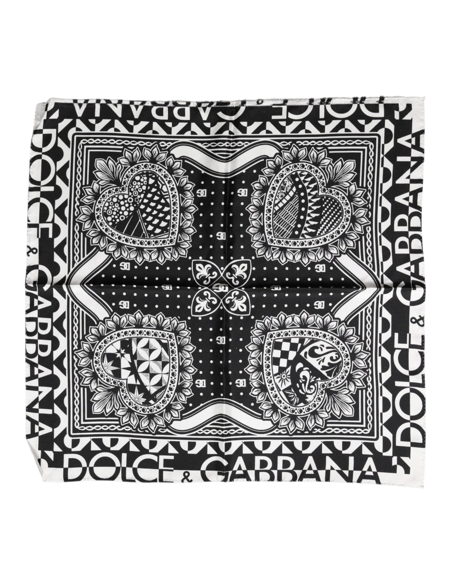 Black Bandana Print Silk Neck Foulard Scarf