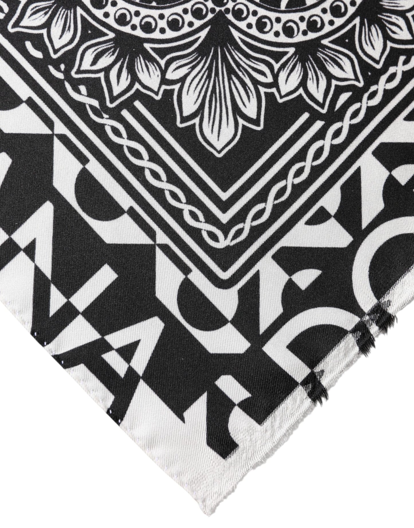 Black Bandana Print Silk Neck Foulard Scarf