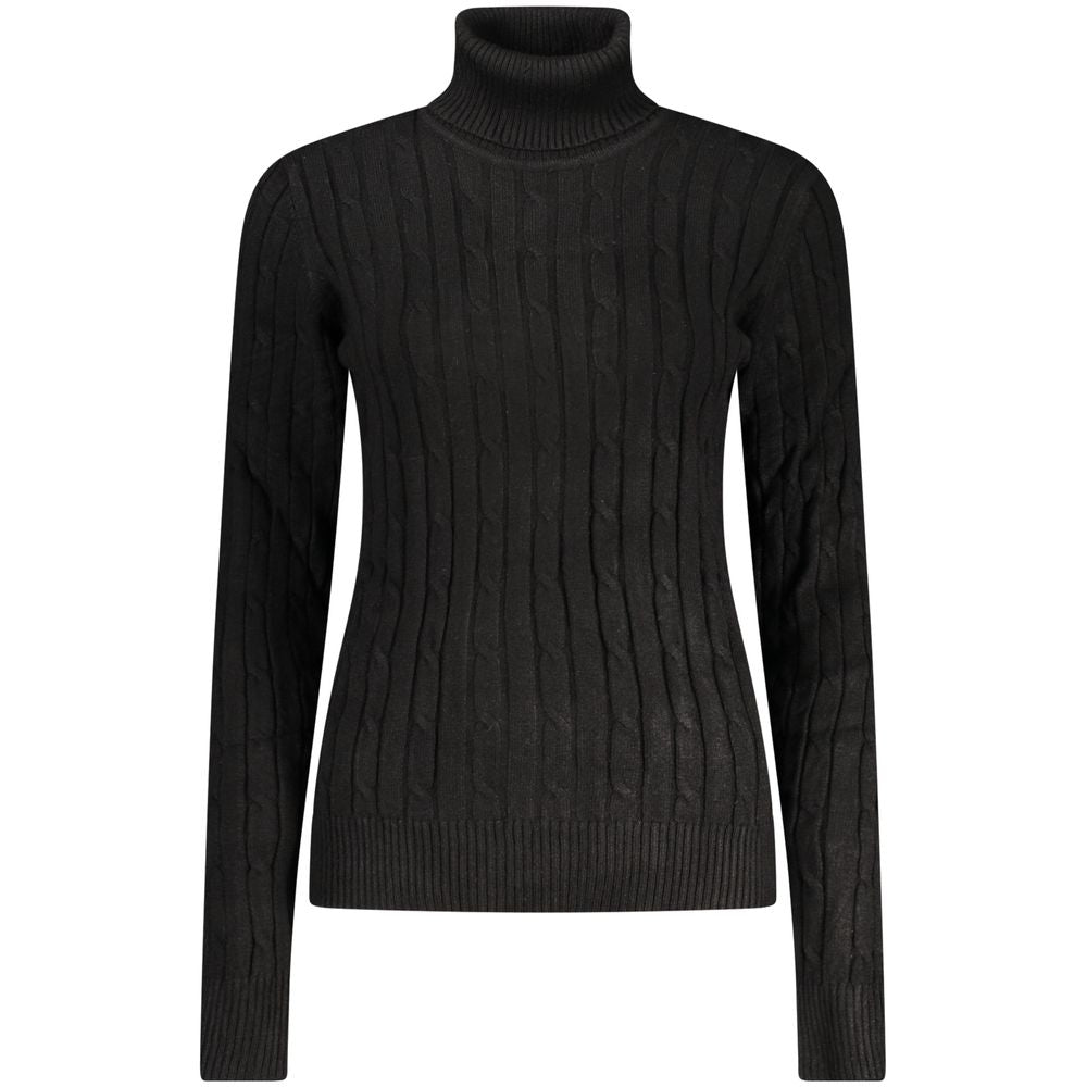 Black Viscose Women's Turtleneck Sweater