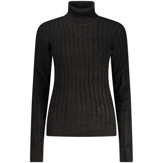 Black Viscose Women's Turtleneck Sweater
