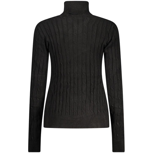 Black Viscose Women's Turtleneck Sweater