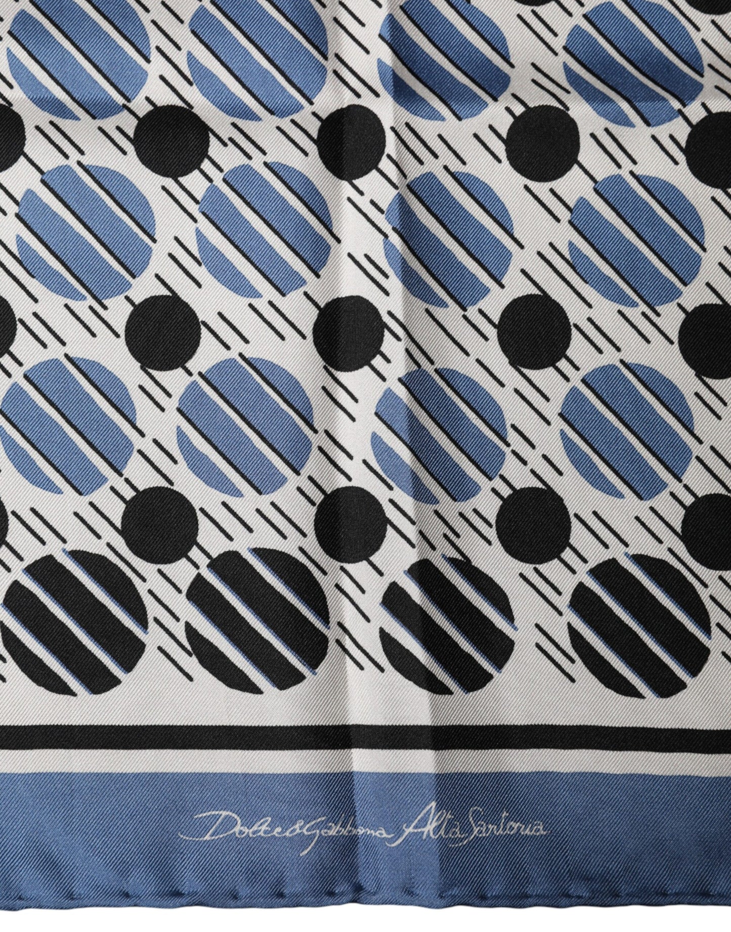 Blue Dotted Silk Square Foulard 66cm Scarf