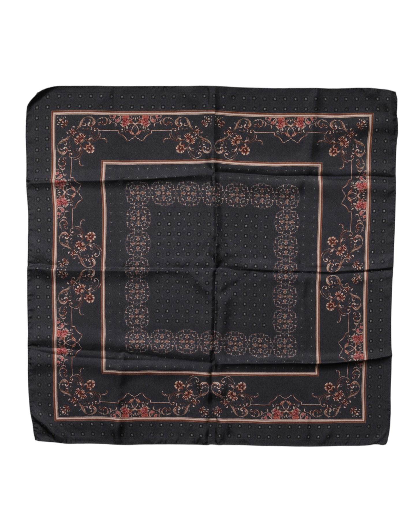 Black Patterned Square Foulard Scarf