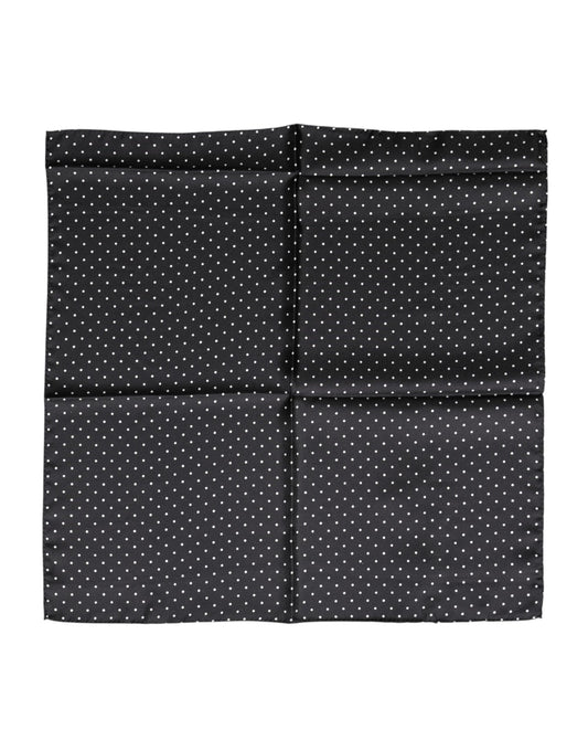 Black Polka Dot Silk Square Foulard Scarf