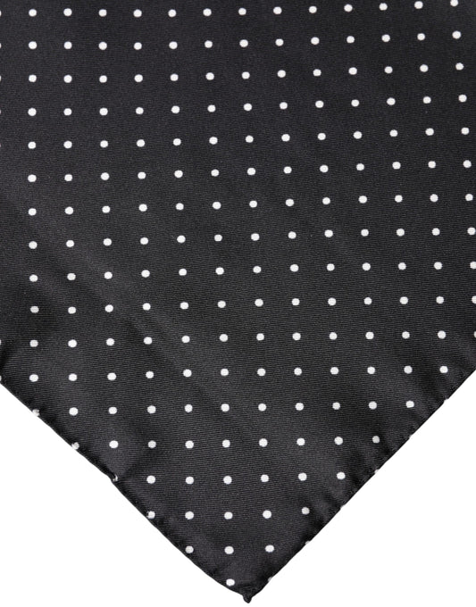 Black Polka Dot Silk Square Foulard Scarf