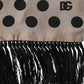 Brown Polka Dot Silk Fringes Foulard Scarf