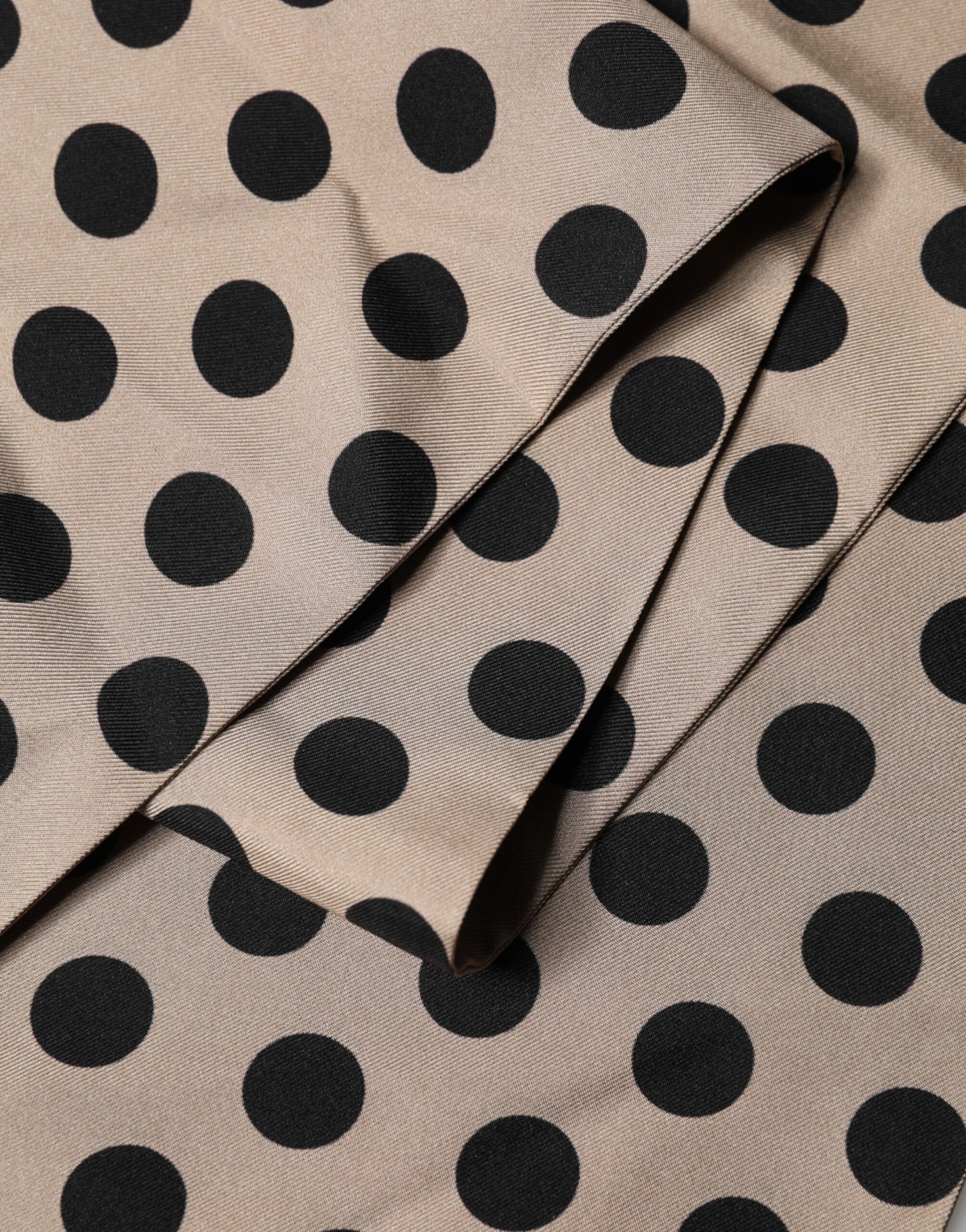 Brown Polka Dot Silk Fringes Foulard Scarf