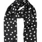Scarf Black Polka Dot Silk Neck Wrap Foulard