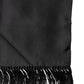 Black Satin Silk Fringes Neck Foulard 143.5cm x15cm Scarf