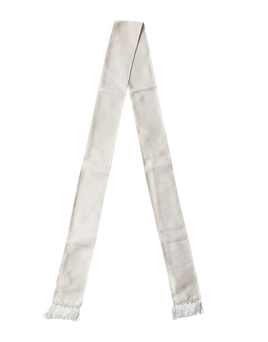 White Silk Fringes Neck Wrap Foulard  Scarf