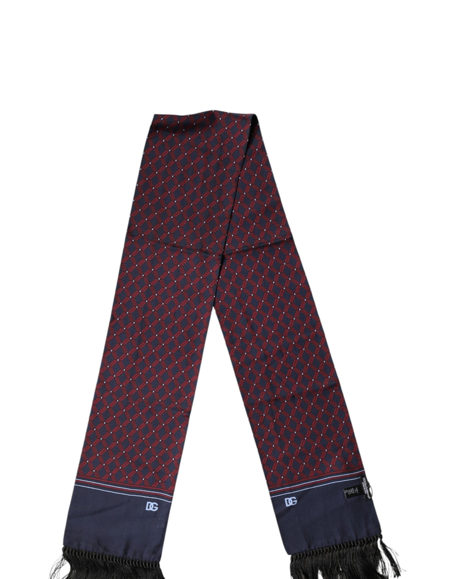 Maroon Patterned Fringes Wrap Foulard 138cm x 15cm Scarf