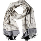 White Printed Fringes Wrap Foulard Men 183cm x 33cm Scarf