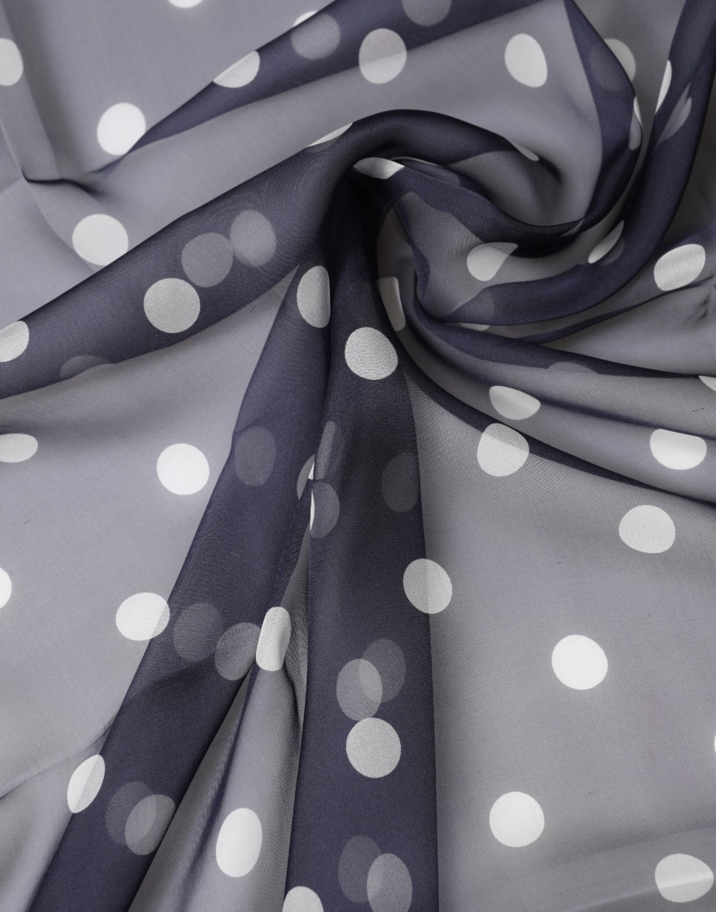 Blue Polka Dot Silk Neck Wrap Shawl 205cm x 132cm Scarf