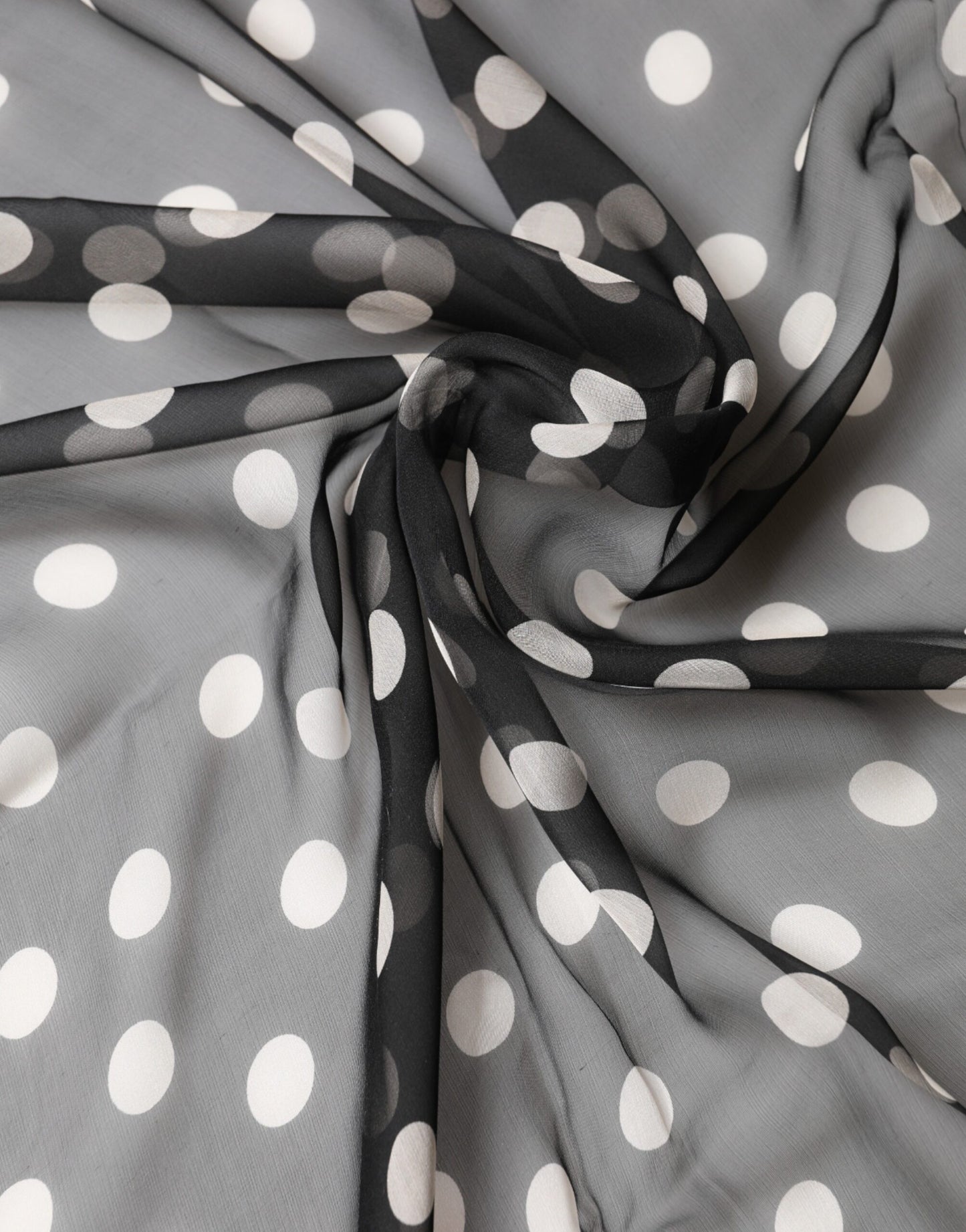 Black Polka Dot Silk Neck Wrap Shawl 205cm x 137cm Scarf