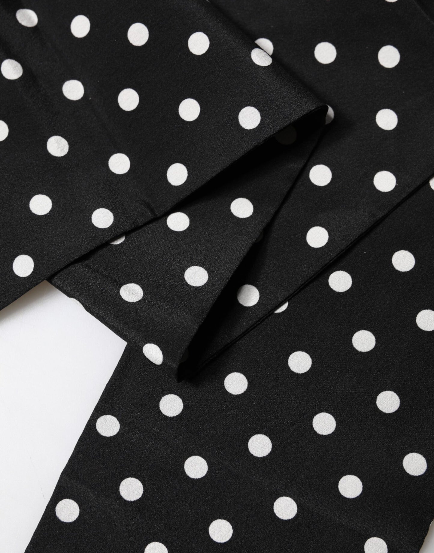 Black Polka Dot Neck Wrap Foulard 150cm x 12.5cm  Scarf