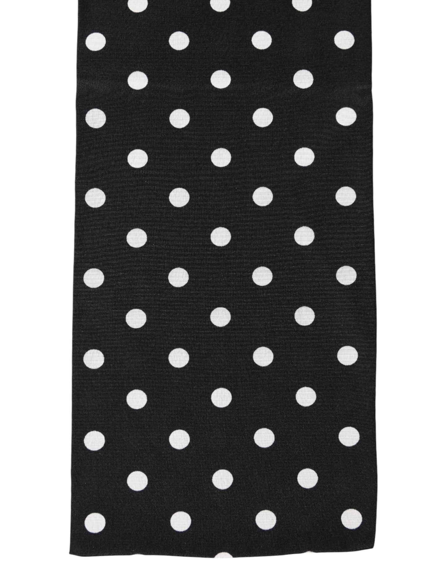 Black Polka Dot Neck Wrap Foulard 150cm x 12.5cm  Scarf