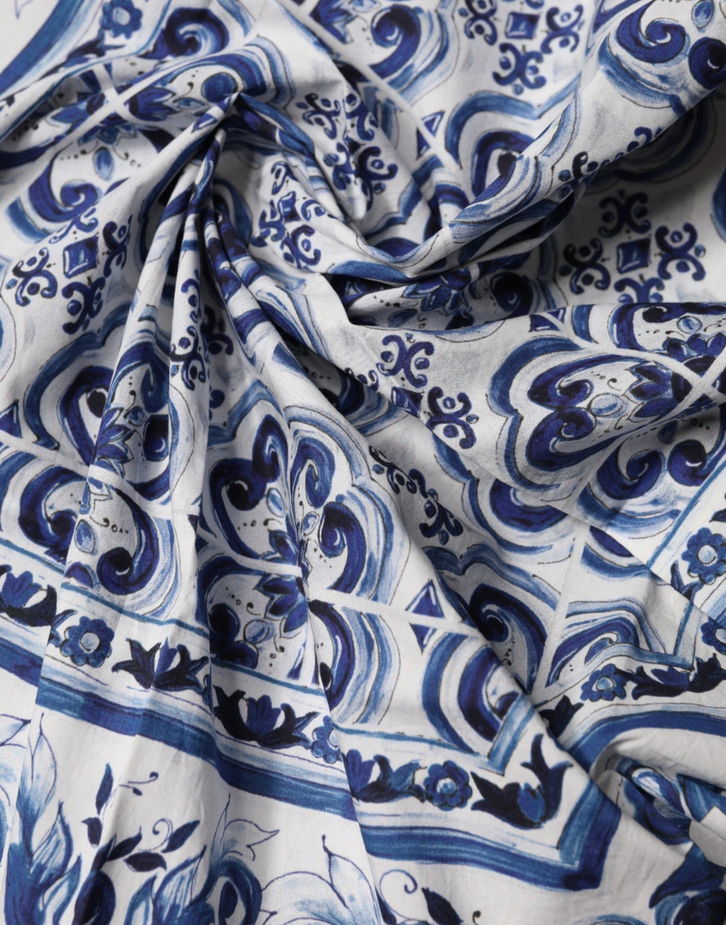 Blue Majolica Cotton Square Lace Stole 53cm x 53cm Scarf