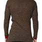 Brown Black Stripes Wool Crew Neck Pullover Sweater