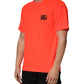 Neon Orange Polyester Crew Neck Men T-shirt