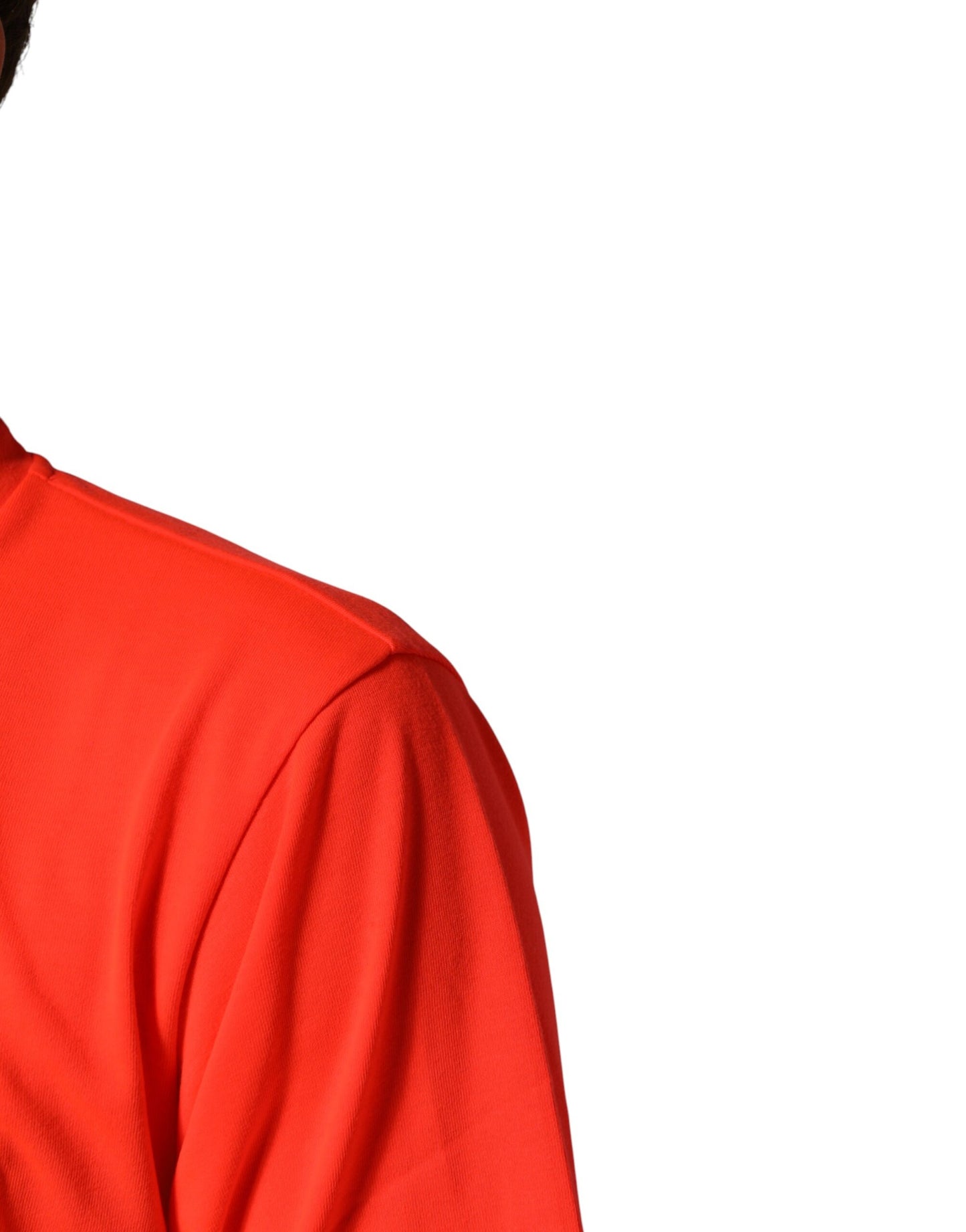 Neon Orange Polyester Crew Neck Men T-shirt