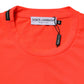 Neon Orange Polyester Crew Neck Men T-shirt