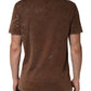 Brown Splash Color Cotton Crew Neck T-shirt