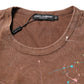 Brown Splash Color Cotton Crew Neck T-shirt