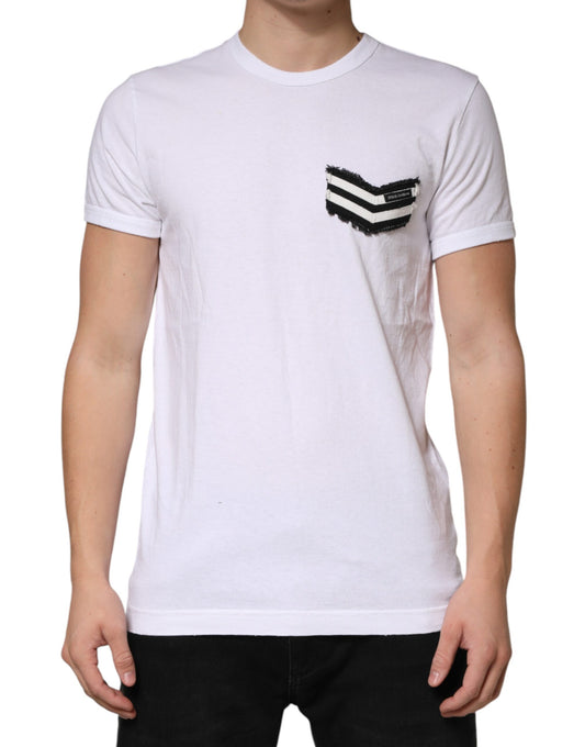 White Stripes Cotton Crew Neck Tee  T-shirt