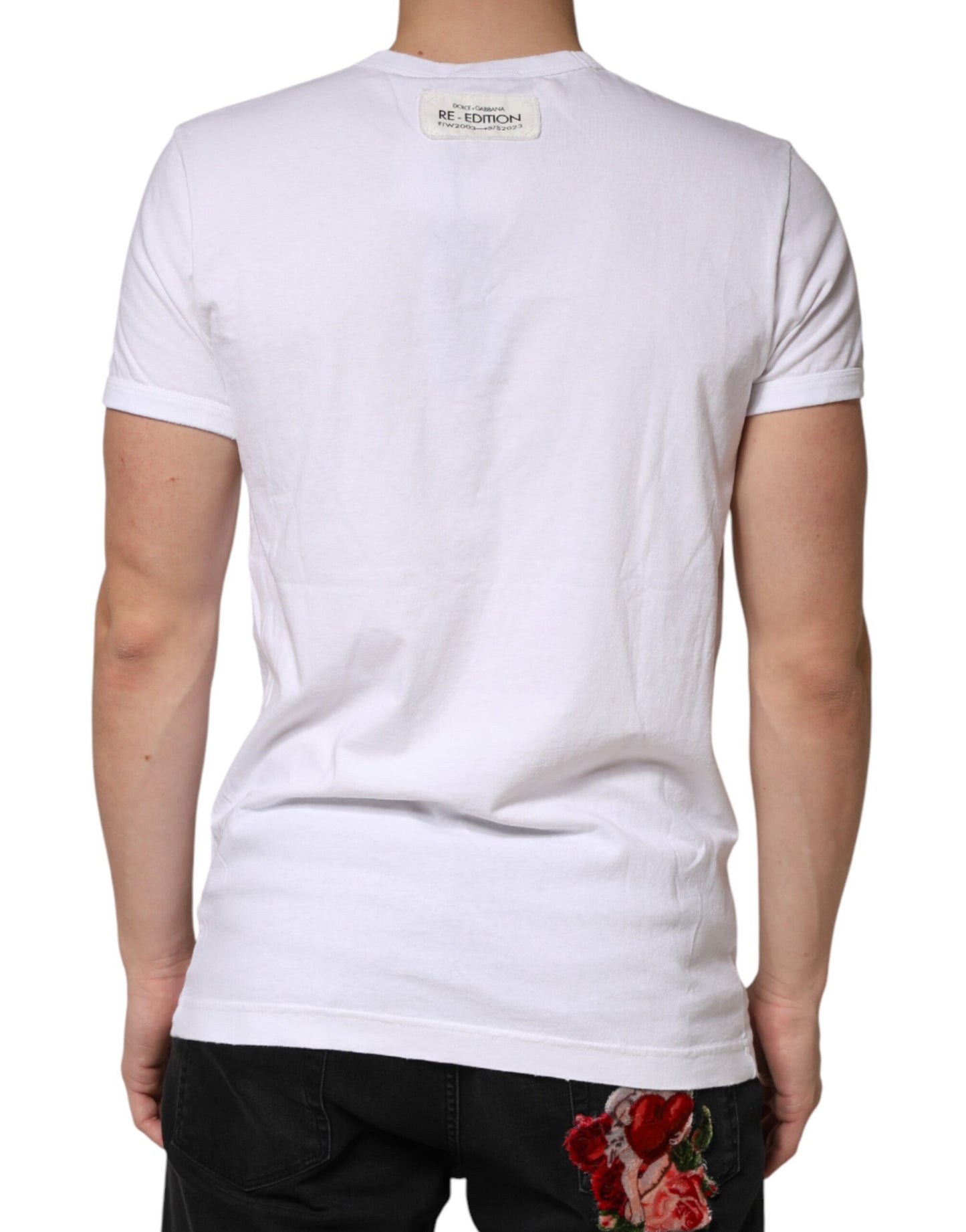 White Stripes Cotton Crew Neck Tee  T-shirt