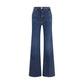 Blue Cotton Flared Jeans