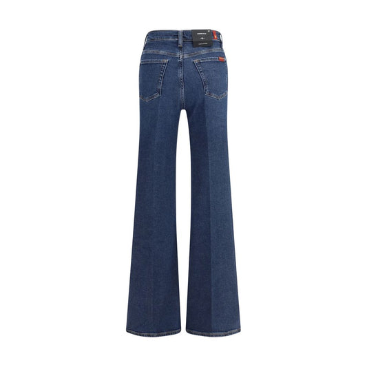 Blue Cotton Flared Jeans