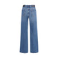 Blue Cotton Flared Jeans