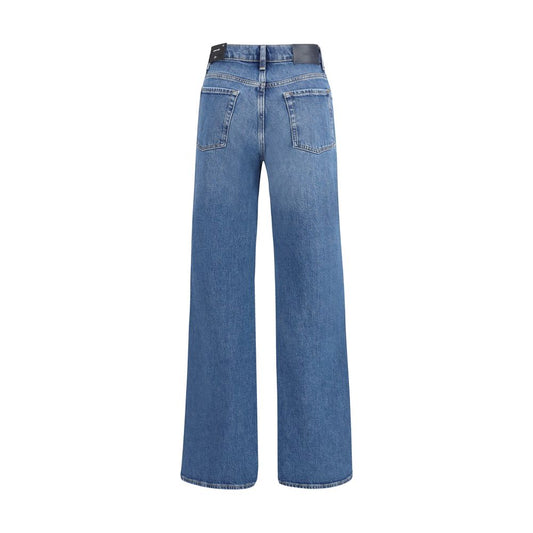 Blue Cotton Flared Jeans