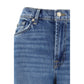 Blue Cotton Flared Jeans