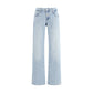 Light Blue Cotton Straight-Leg Jeans