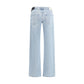 Light Blue Cotton Straight-Leg Jeans