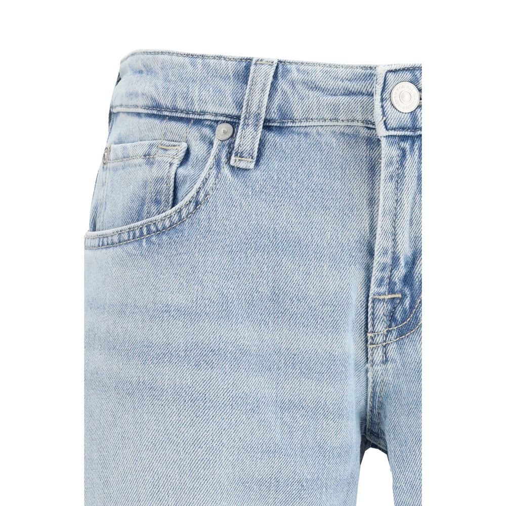 Light Blue Cotton Straight-Leg Jeans