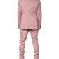 Pink Cotton Single Breasted 3 Piece Suit