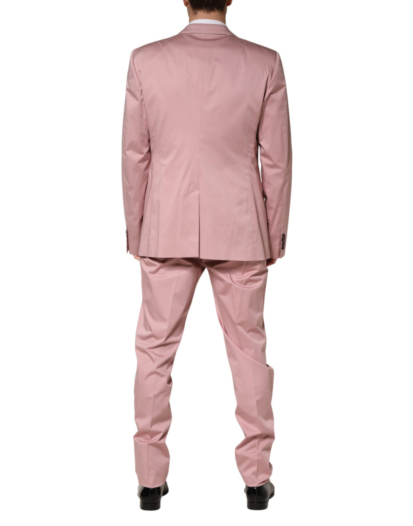 Pink Cotton Single Breasted 3 Piece Suit