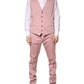 Pink Cotton Single Breasted 3 Piece Suit