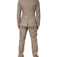 Beige Linen Double Breasted 2 Piece Men Suit