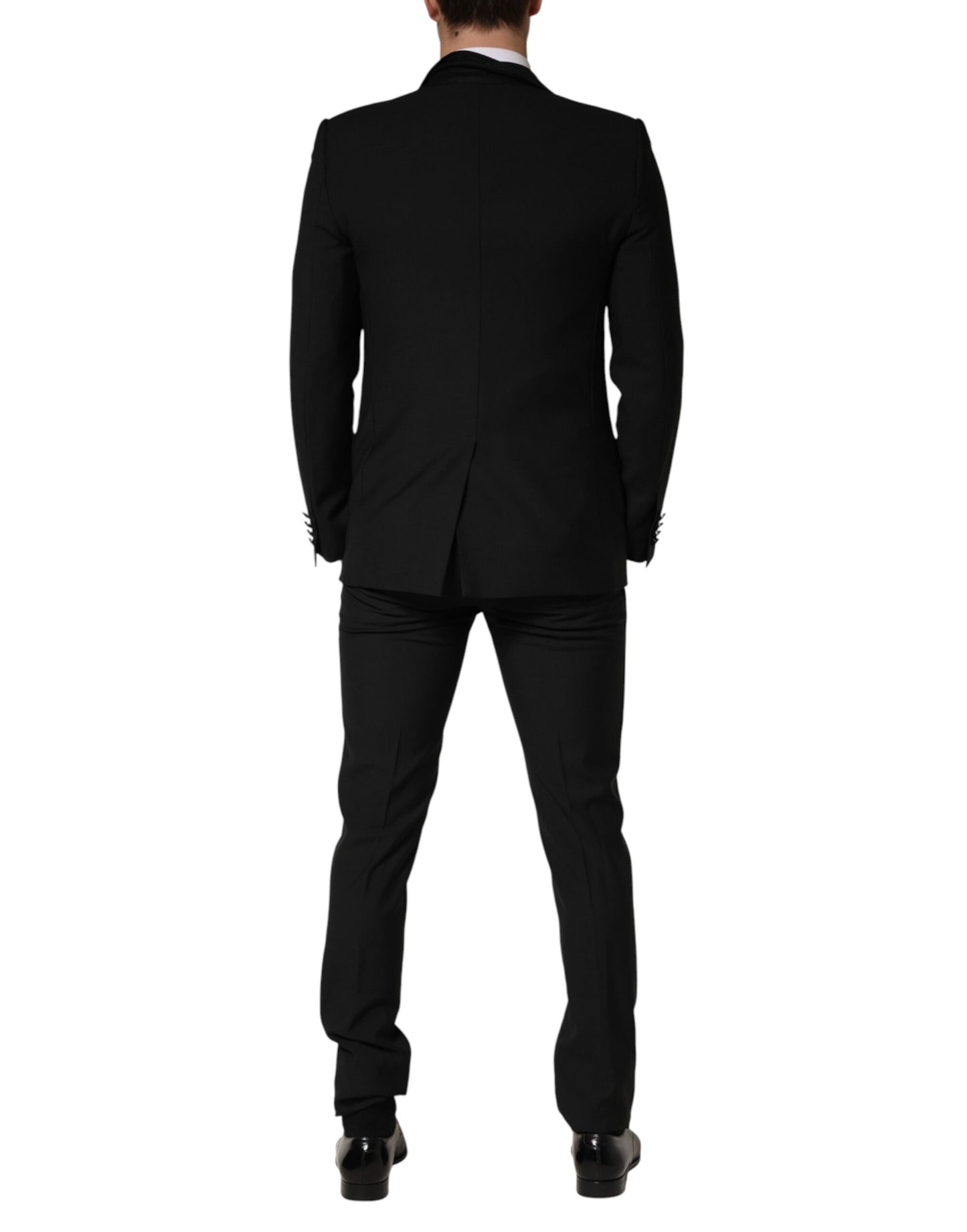 Black Wool Single Breasted 3 Piece Men Suit